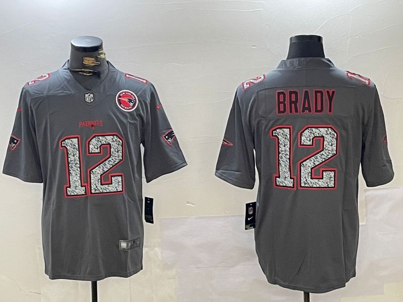 Men New England Patriots #12 Brady Grey 2024 Nike Vapor Limited NFL Jersey style 2->new england patriots->NFL Jersey